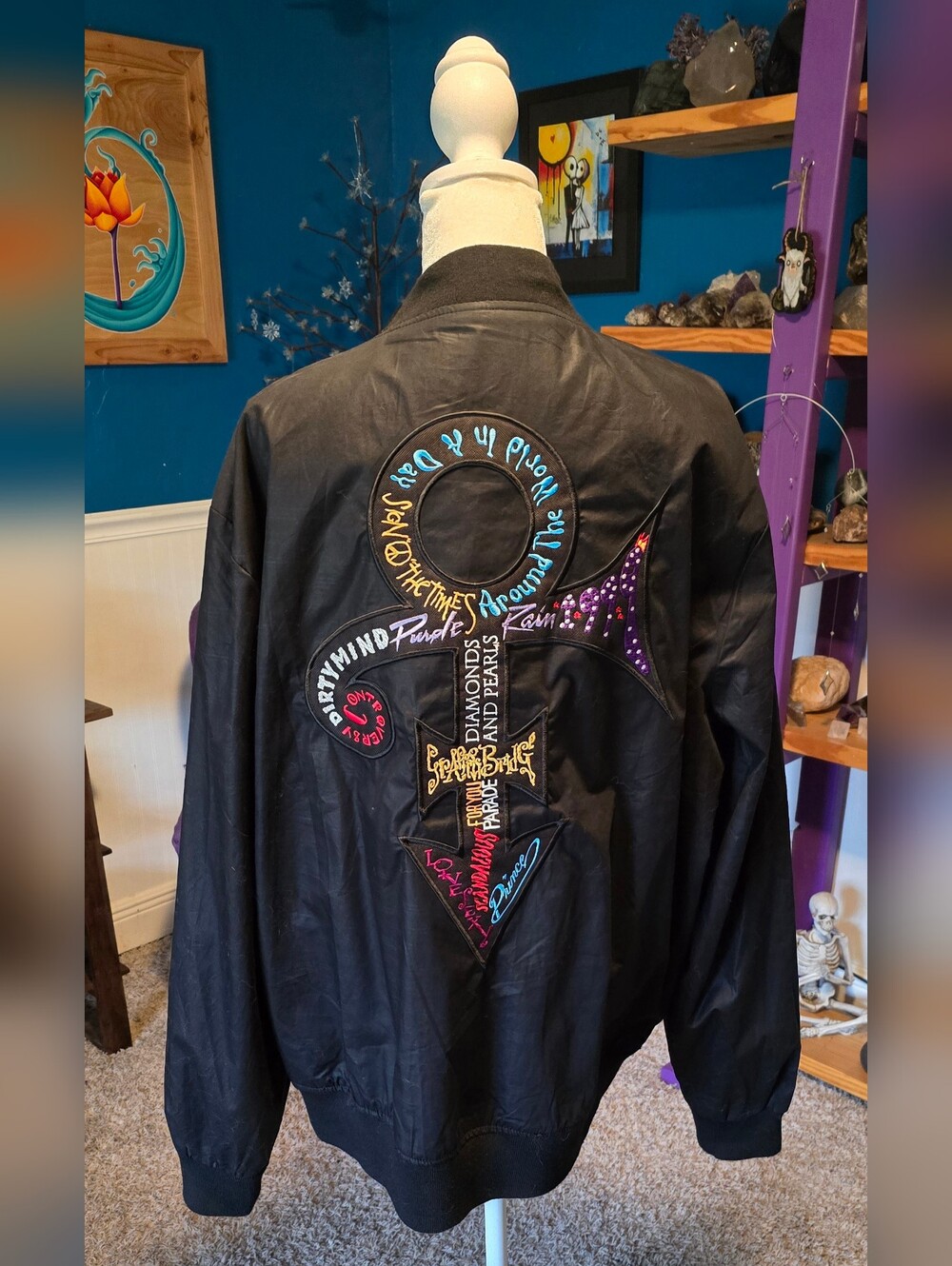Prince Black Embroidered Symbol Bomber Jacket - Picture 1 of 4